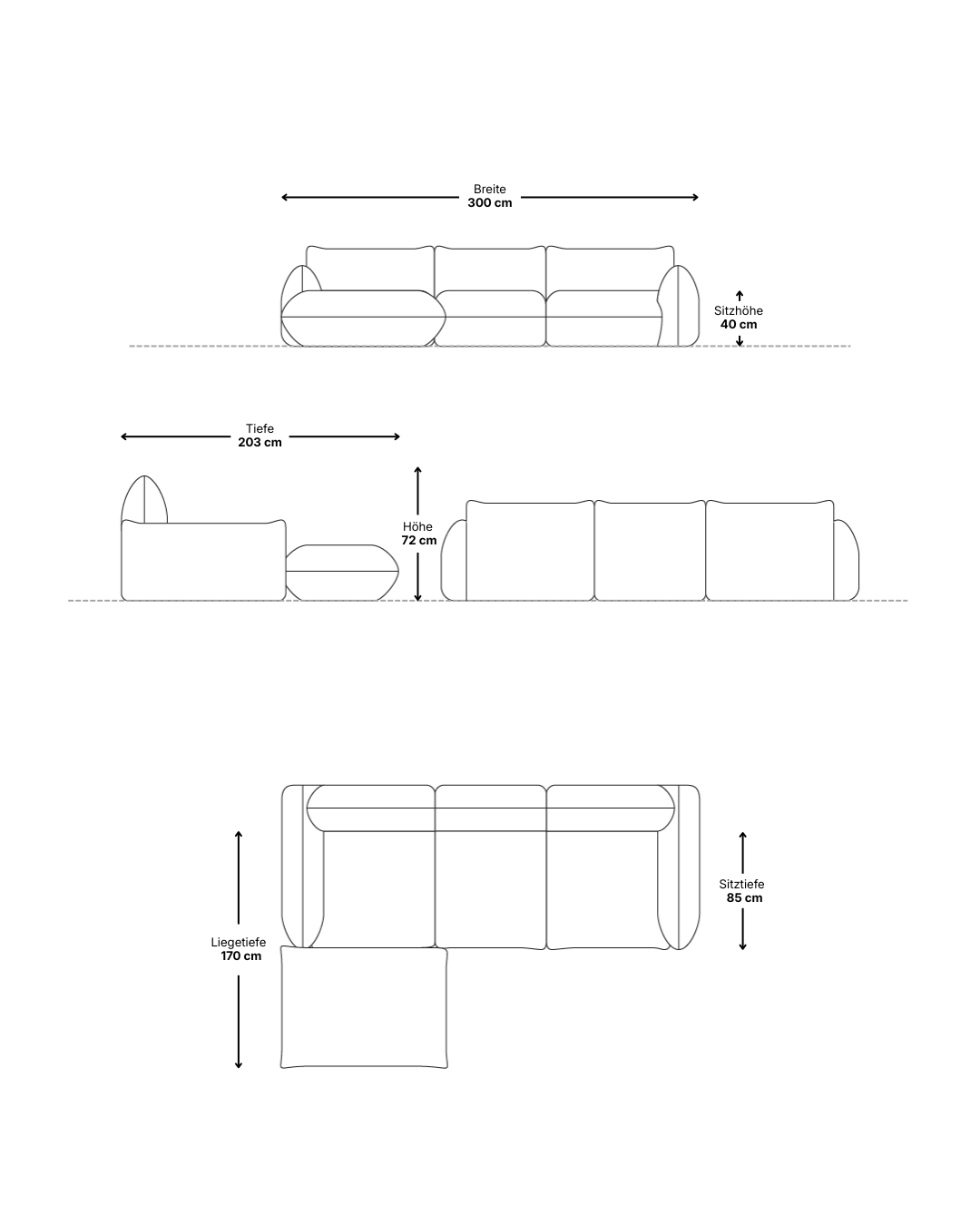 Fabric cover - Modular sofa Luma L 4-seater with sleep function