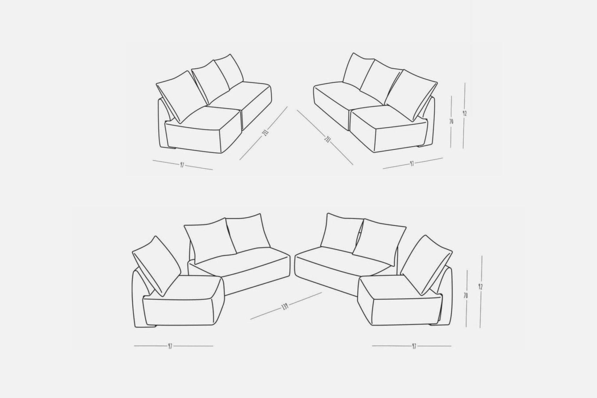 Modulares Sofa May mit Schlaffunktion - Livom
