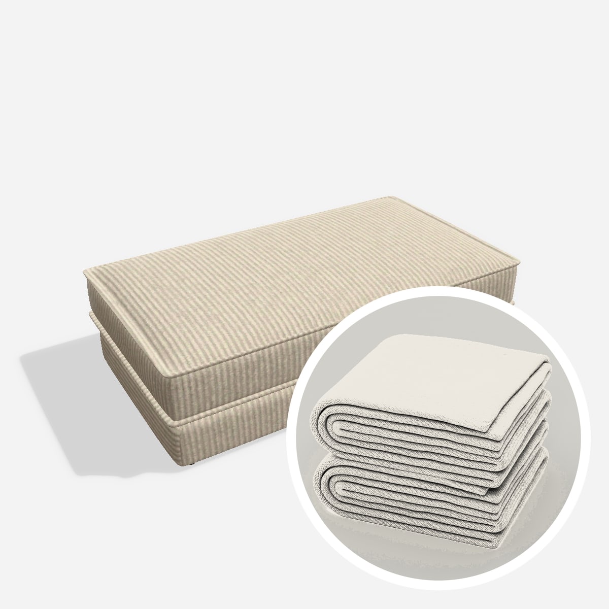 Stoffbezug - Terra hocker H4 80x145 – Cord / Nata